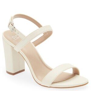 New BP Lula Slingback Sandal Women 10 US Cream Block Heel Adjustable Ankle Strap